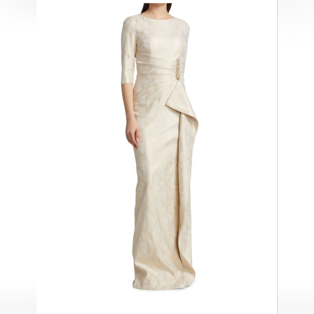 Teri Jon By Rickie Freeman Jacquard Gown Maxi Dress NWT